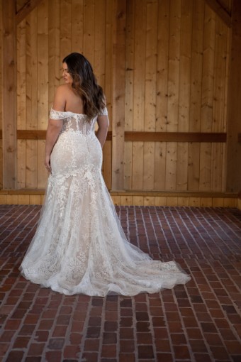 Essense of Australia Plus Style #D3374 #1 default (IVIV-PL) Ivory Lace & Tulle over Ivory Gown w Porcelain Tulle Plunge thumbnail