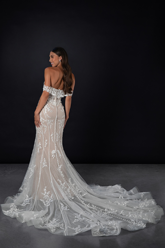Martina Liana Style #ML1870 #1 (IVRM-PL) Ivory Lace and Tulle over Rum Gown w Porcelain Tulle Plunge thumbnail