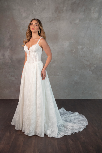 Essense of Australia Style #D4315 #0 default (IV-PL) IVORY GOWN W PORCELAIN TULLE ILLUSION AND PLUNGE thumbnail
