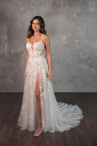 Essense of Australia Style #D4258 #0 default (IVRM-PL) IVR LACE & TULLE OVER RUM GOWN W PORCELAIN TULLE ILLUSION thumbnail