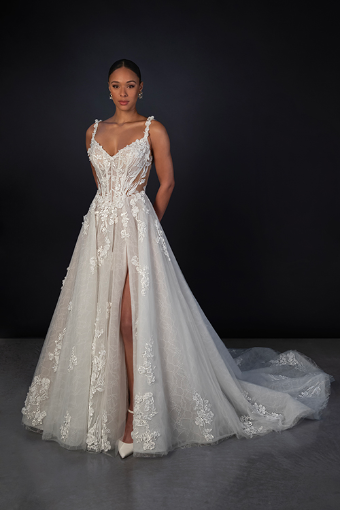 Martina Liana Style #ML1899 #0 default (IVRM-PL) Ivory Lace & Tulle over Rum Gown w Porcelain Tulle Illusion thumbnail
