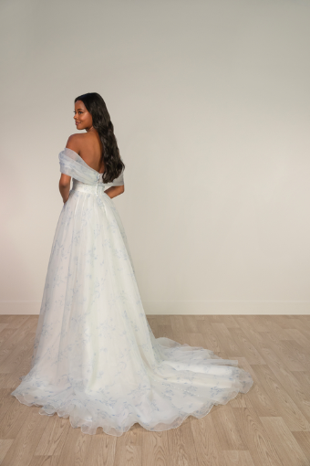 Stella York Style #SY8215 #1 (FB-IV) FRENCH BLUE FLORAL PRINTED ORGANZA OVER IVORY GOWN thumbnail