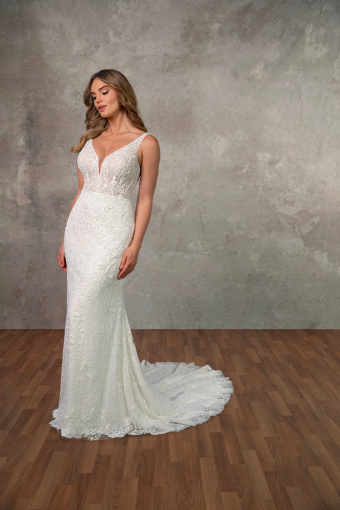 Essense of Australia Plus Style #D4448 #0 default (IVIV-PL) IVORY EMBROIDERY & TULLE OV IVORY GOWN W PORCELAIN TULLE PLNG thumbnail