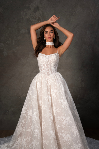 Essense of Australia Style #D4425 - Beaded & Glitter #2 default (IV-BC) IVORY LACE TULLE AND ORGANZA OVER BISCOTTI GOWN thumbnail