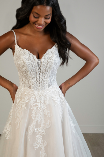 Stella York Style #SY8293 - Unlined #2 default (IVBC-PL) IVORY LACE & TULLE OVER BISCOTTI GWN W PORCELAIN TULLE PLUNGE thumbnail