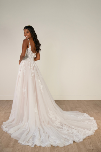 Stella York Style #SY8293 - Unlined #1 (IVBC-PL) IVORY LACE & TULLE OVER BISCOTTI GWN W PORCELAIN TULLE PLUNGE thumbnail