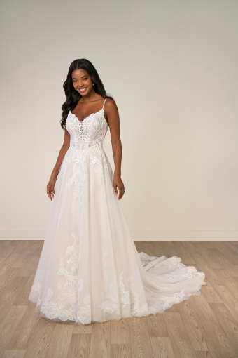 Stella York Style #SY8293 - Unlined #0 default (IVBC-PL) IVORY LACE & TULLE OVER BISCOTTI GWN W PORCELAIN TULLE PLUNGE thumbnail