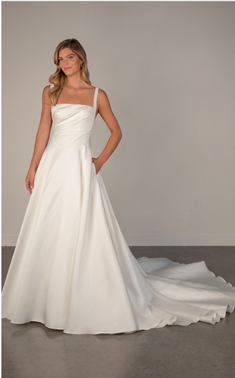 Oxford Style #PA1360 #0 default (IV-PL) Ivory Gown w Porcelain Tulle Side Plunge thumbnail