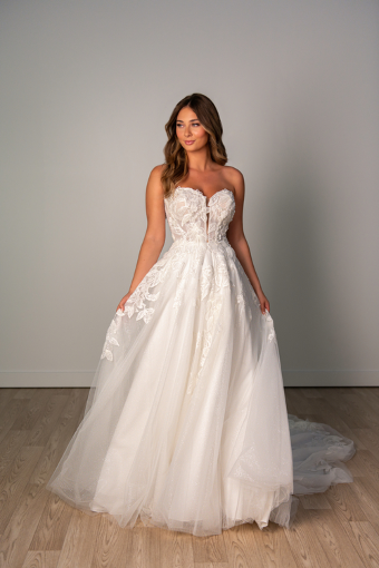 Stella York Plus Style #SY8166 #2 default (IVIV-PL) Ivory Lace & Tulle over Ivory Gown w Porcelain Tulle Plunge thumbnail