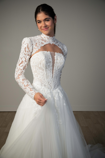 Stella York Style #SY8324 - Dress & Topper #4 default (IV-IV) IVORY GOWN W IVORY TULLE PLUNGE thumbnail