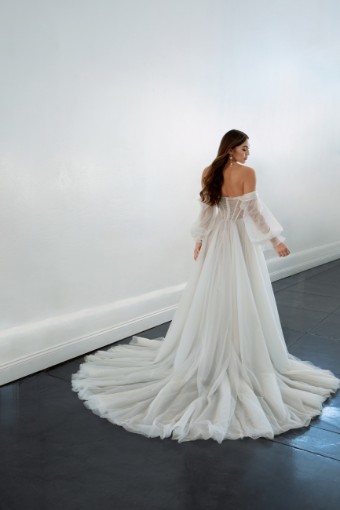 Martina Liana Style #ML1497 #3 (IVRM-PL) Ivory Tulle & Royal Organza ov Rum Gown w PLN Tulle Plunge thumbnail