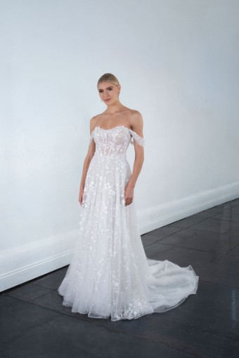 Martina Liana Style #ML1598 #0 default (IV-RUM) IVORY LACE TULLE AND ROYAL ORGANZA OVER RUM GOWN thumbnail