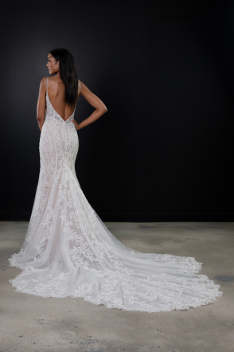 Martina Liana Style #ML1713 #1 (IVRM-PL) Ivory Lace & Tulle over Rum Gown w Porcelain Tulle Plunge thumbnail