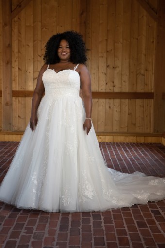 Essense of Australia Plus Style #D3402 #0 default (IV-BC) Ivory Lace Tulle and Regal Organza over Biscotti Gown thumbnail